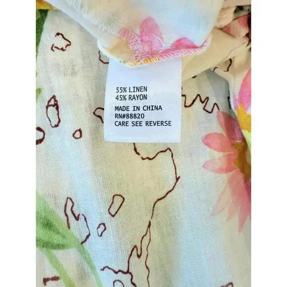 Calypso St.Barth Vibrant Linen Buttton Down Front-Tie Shirt NWT - Picture 8 of 8